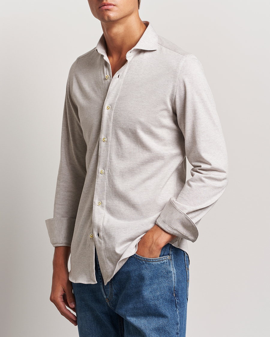 Herre |  | Finamore Napoli | Cotton/Cashmere Jersey Shirt Beige
