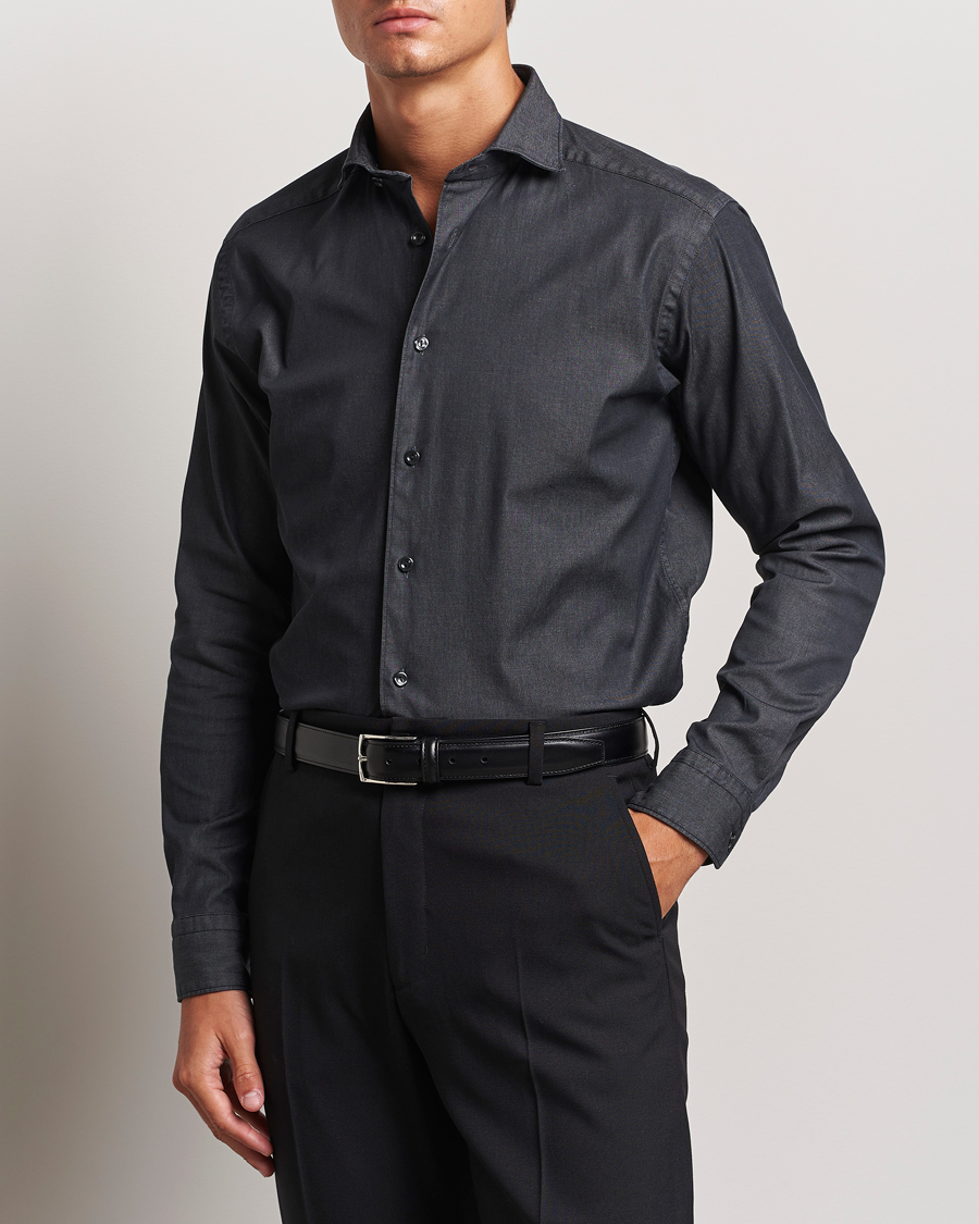 Herre |  | Eton | Slim Fit Stretch Denim Shirt Black