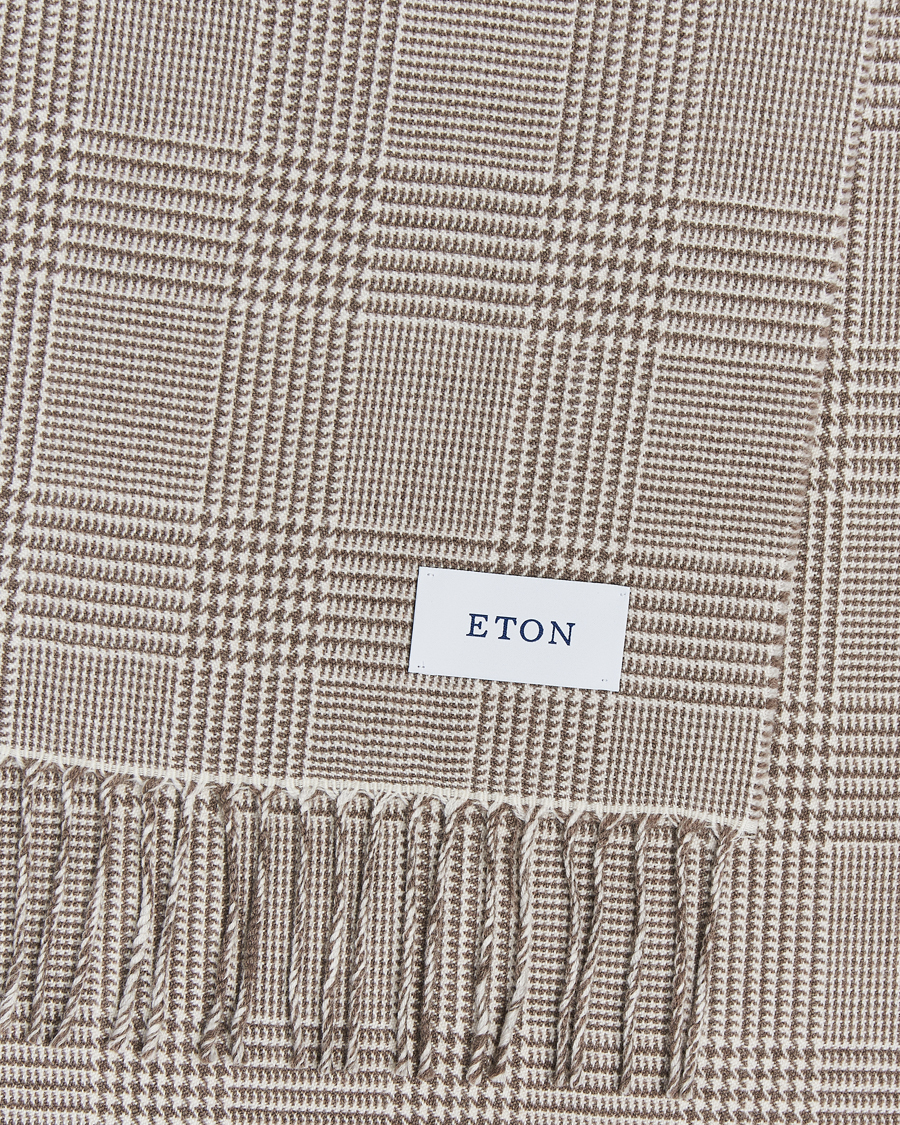 Herre |  | Eton | Merino Wool Prince Of Wales Scarf Beige