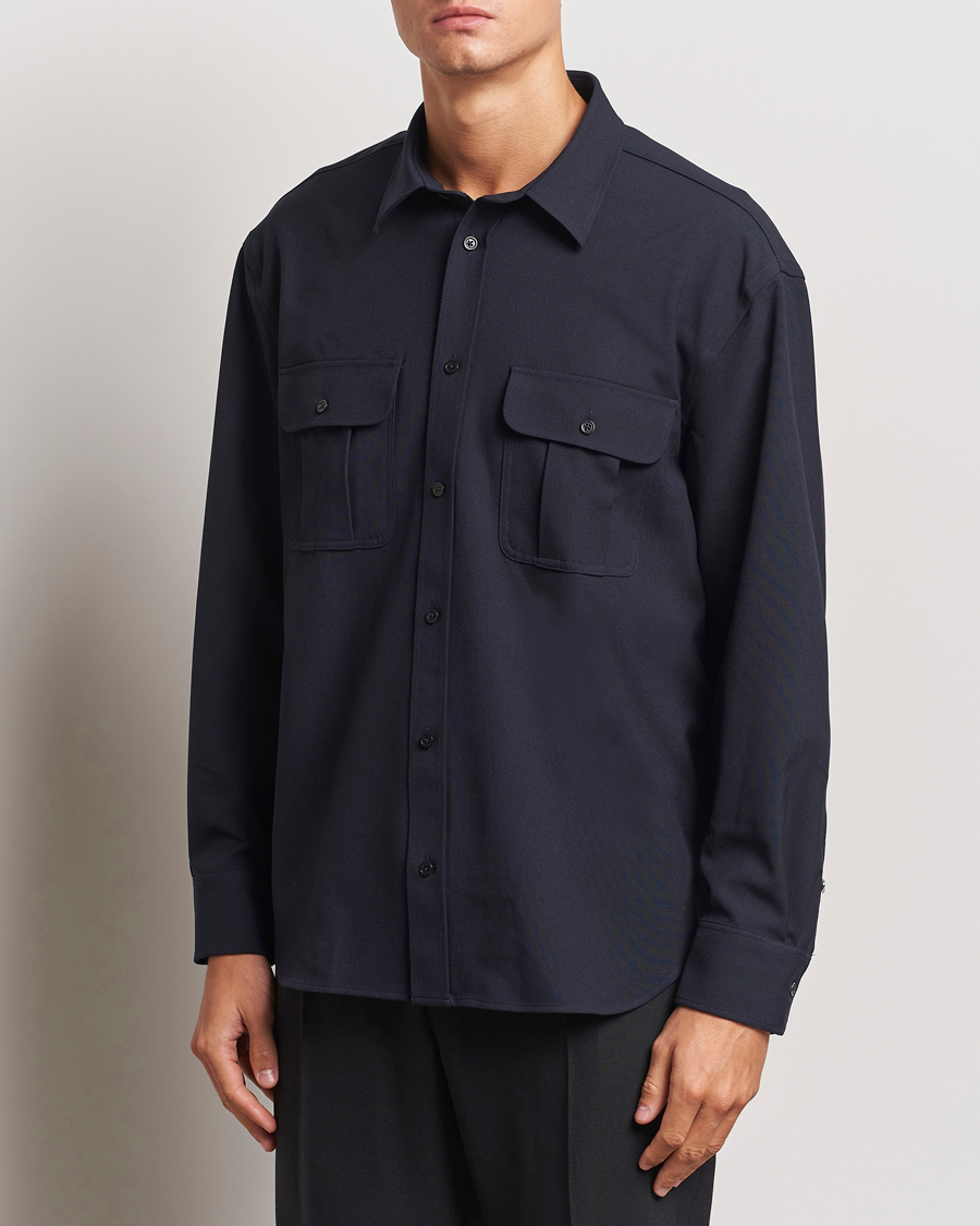 Herre |  | Filippa K | Relaxed Flannel Patch Pocket Shirt Navy