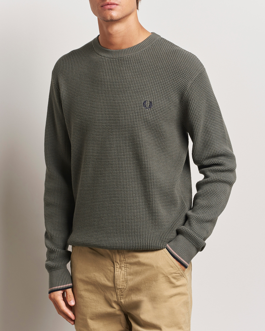 Herre |  | Fred Perry | Waffle Stitch Jumper Field Green