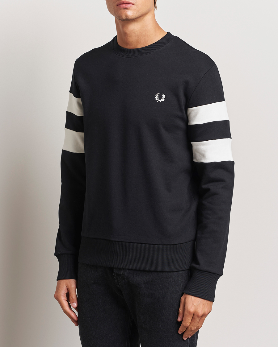 Herre | Sweatshirts | Fred Perry | Tipped Sleeve Crew Neck Sweatshirt Black