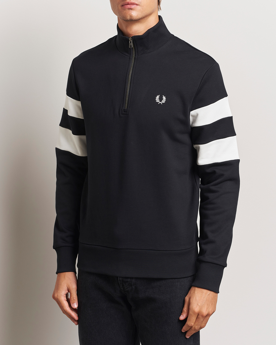 Herre |  | Fred Perry | Tipped Sleeve Half Zip Sweatshirt Black