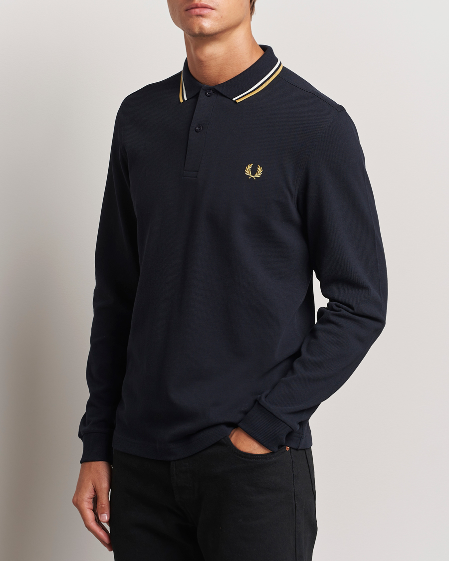 Herre | Langærmede polotrøjer | Fred Perry | Twin Tipped Long Sleeve Polo Shirt Navy