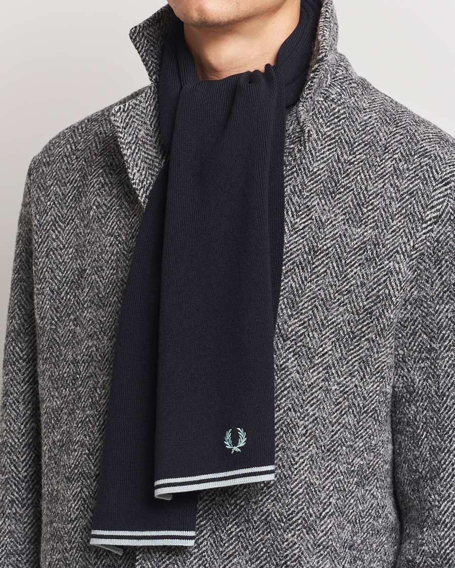 Herre |  | Fred Perry | Twin Tipped Merino Wool Scarf Navy