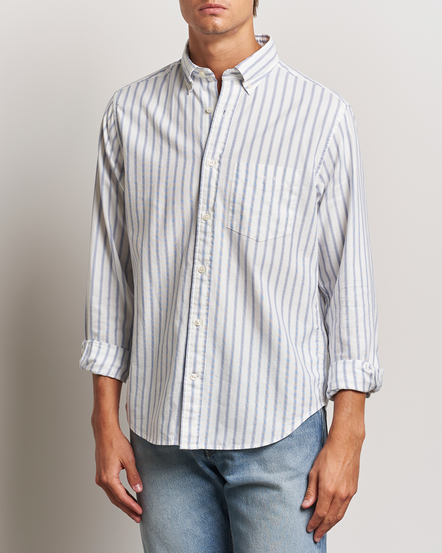 Herre | GANT | GANT | Archive Oxford Stripe Shirt Egg Shell