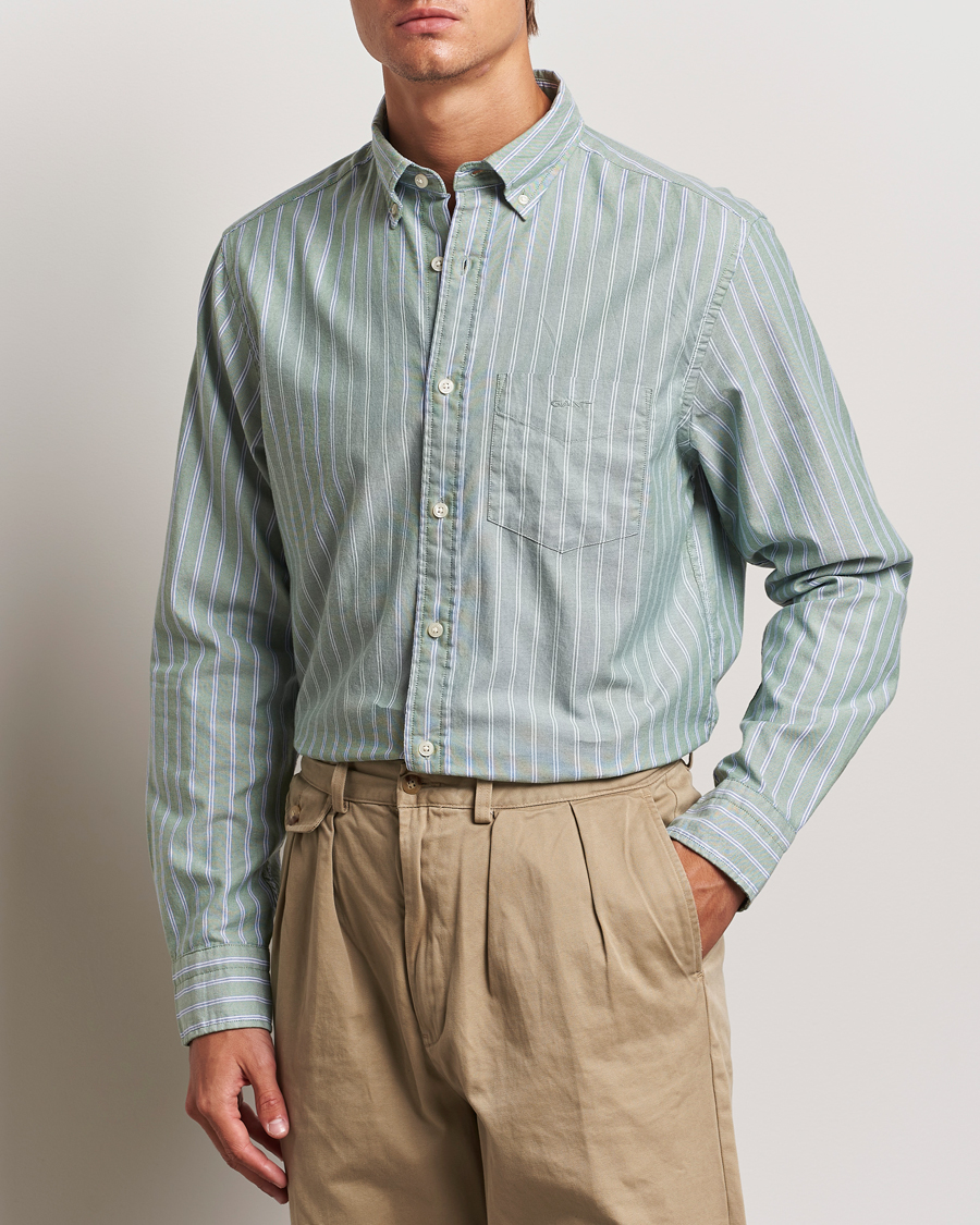 Herre | GANT | GANT | Archive Oxford Stripe Shirt Dry Forest