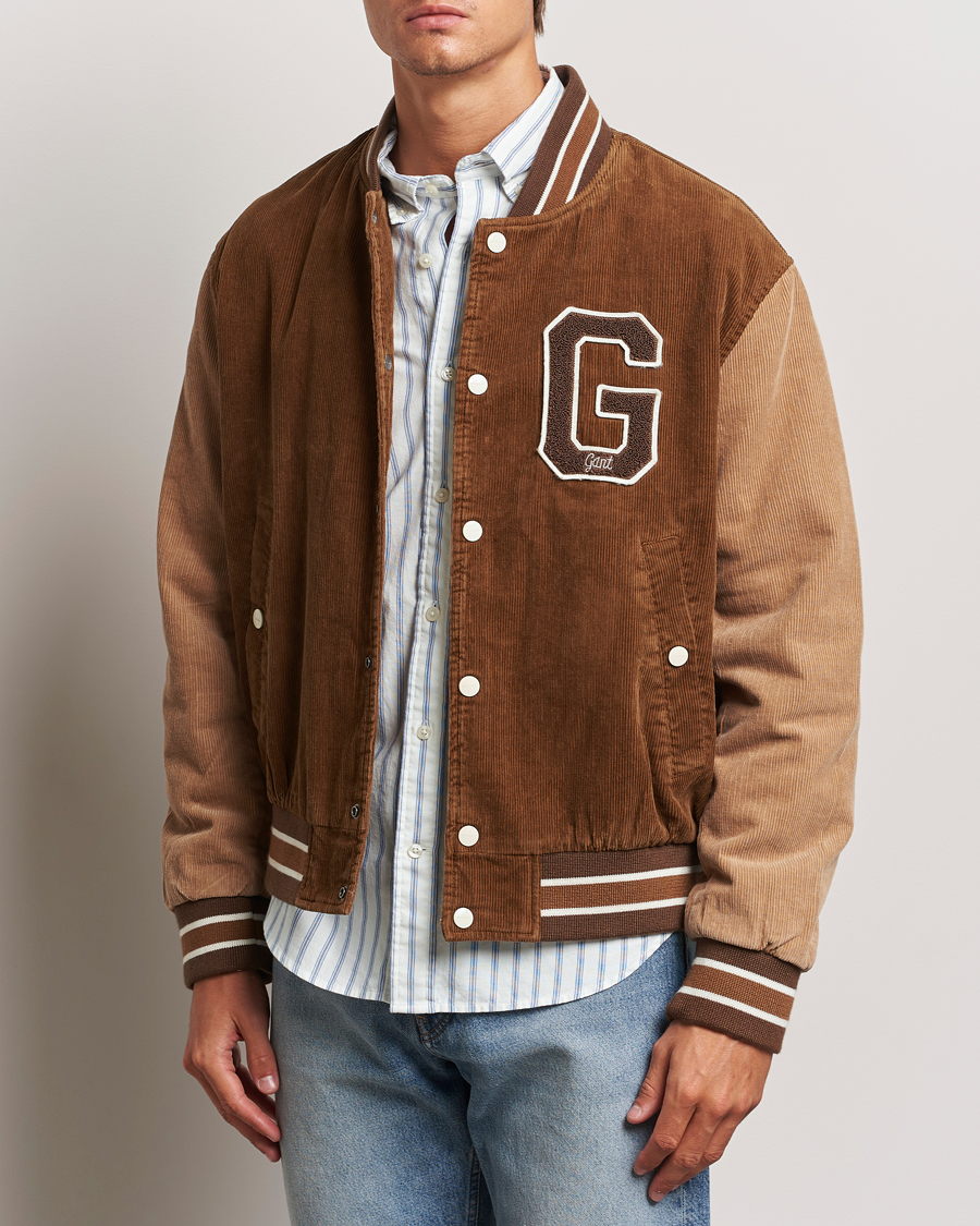 Herre | Business & Beyond - Casual | GANT | Cord Varsity Jacket Cacao Brown