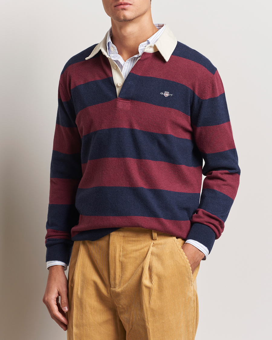 Herre |  | GANT | Extra Fine Lambswool Striped Rugger Marine