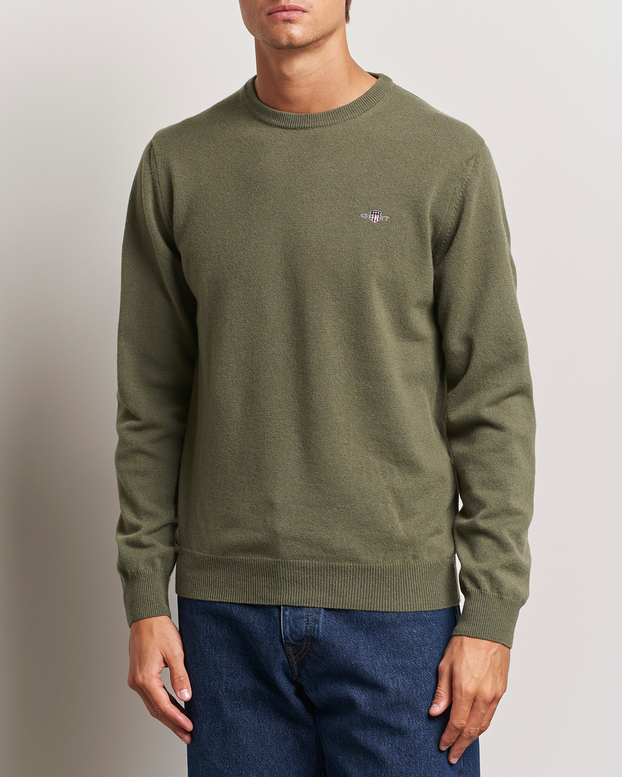 Herre |  | GANT | Lambswool Crew Neck Pullover Juniper Green