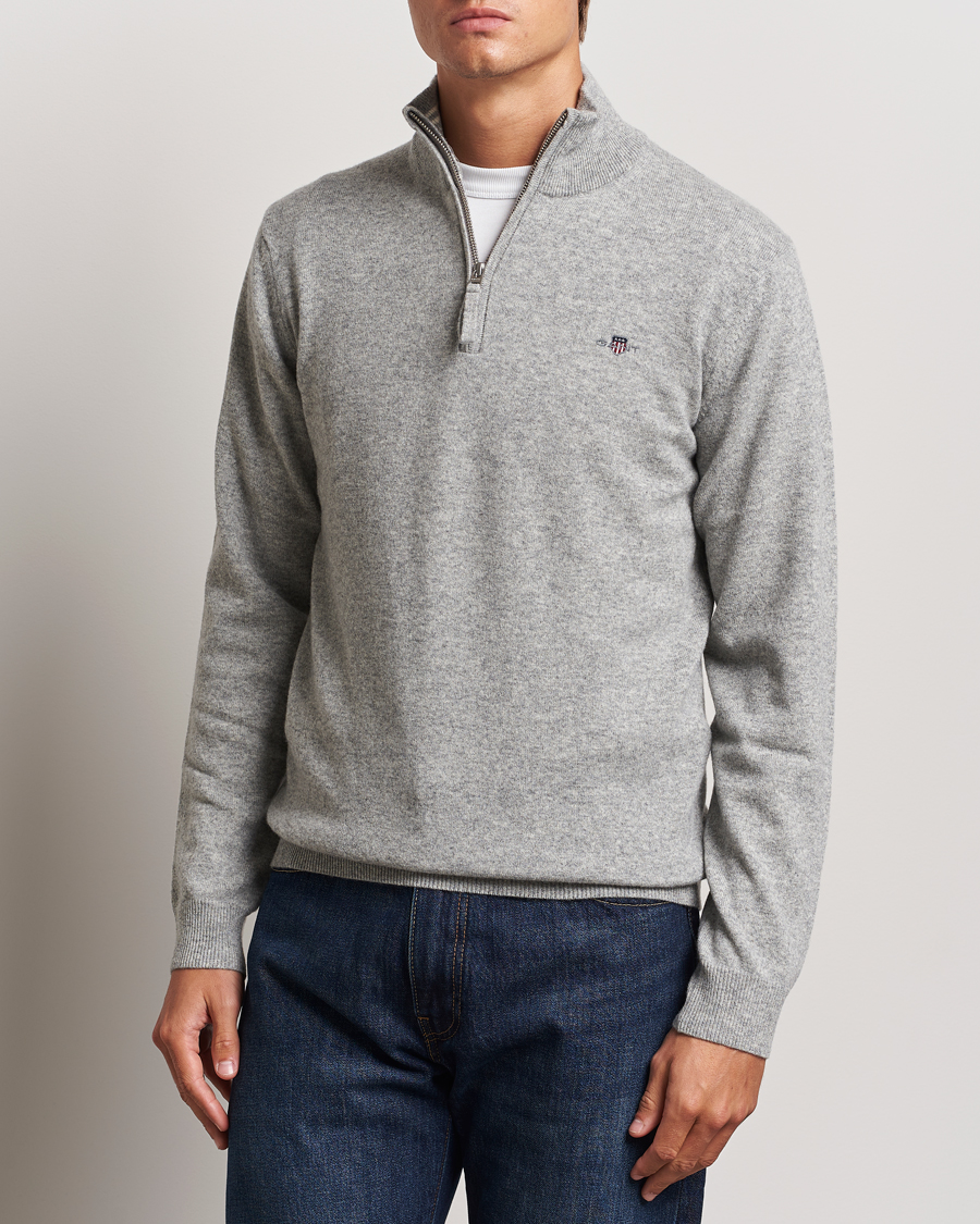 Herre |  | GANT | Lamsbwool Half Zip Grey Melange