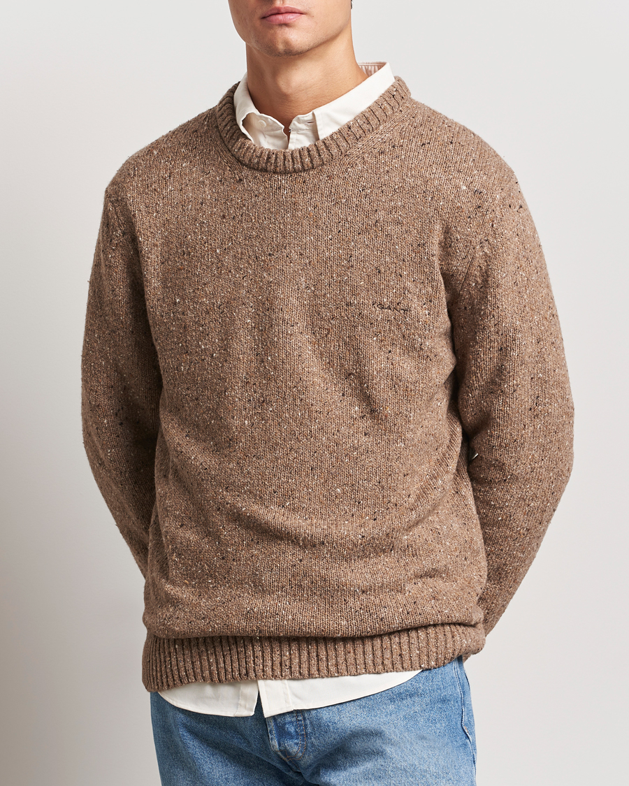 Herre |  | GANT | Neps Wool Crew Neck Brown Melange