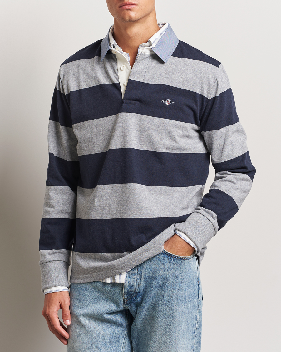 Herre | GANT | GANT | Original Barstriped Heavy Rugger Grey Melange