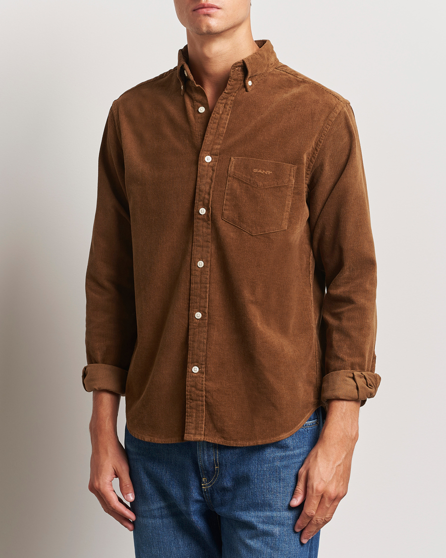 Herre | GANT | GANT | Regular Fit Corduroy Shirt Brown Melange