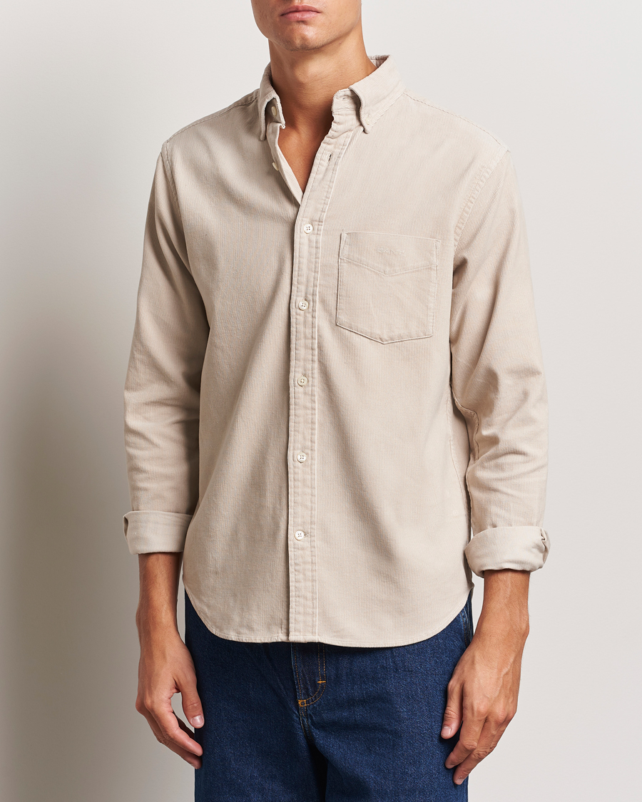 Herre | GANT | GANT | Regular Fit Corduroy Shirt Putty