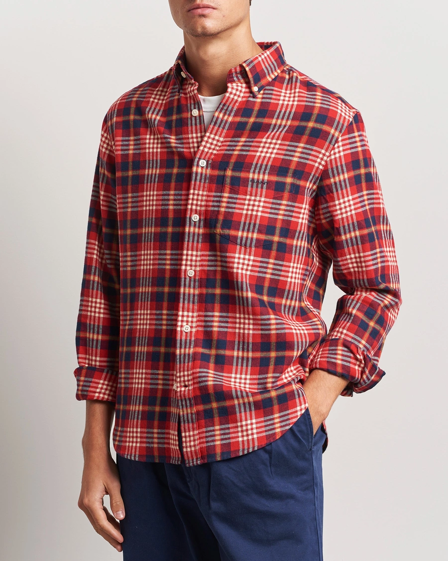 Herre |  | GANT | Regular Flannel Plaid Shirt Ruby Red