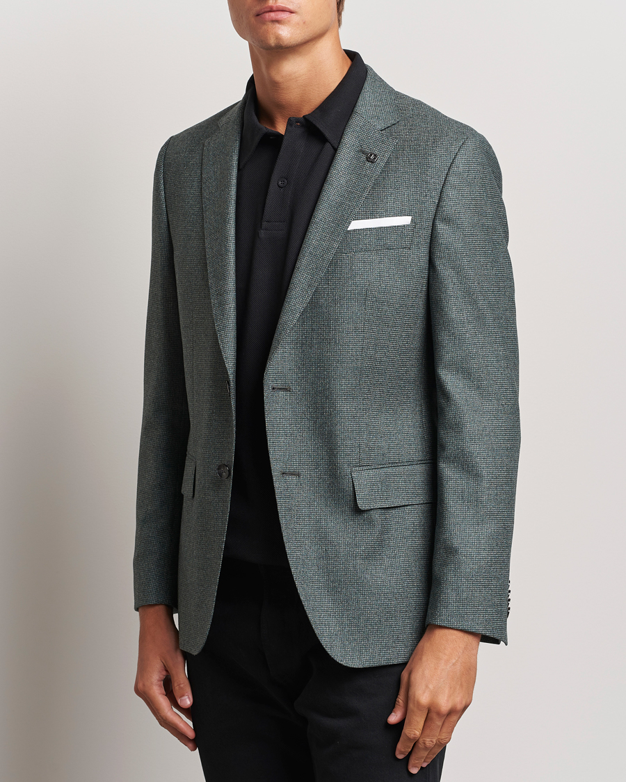 Herre | Uldblazer | BOSS BLACK | Hutson Wool Dogtooth Blazer Light Green