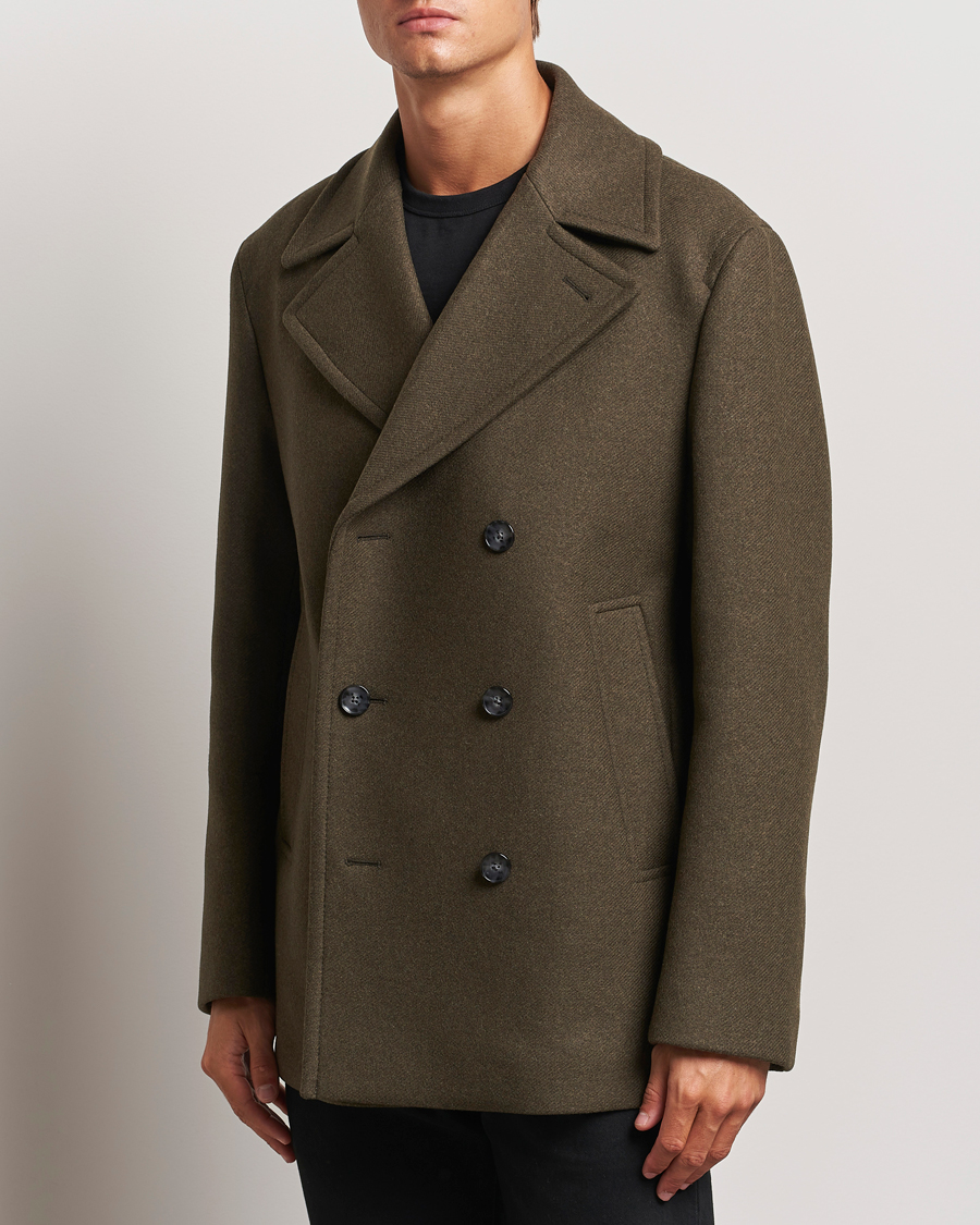 Herre | Efterårsjakker | BOSS BLACK | Clay Wool Peacoat Open Green