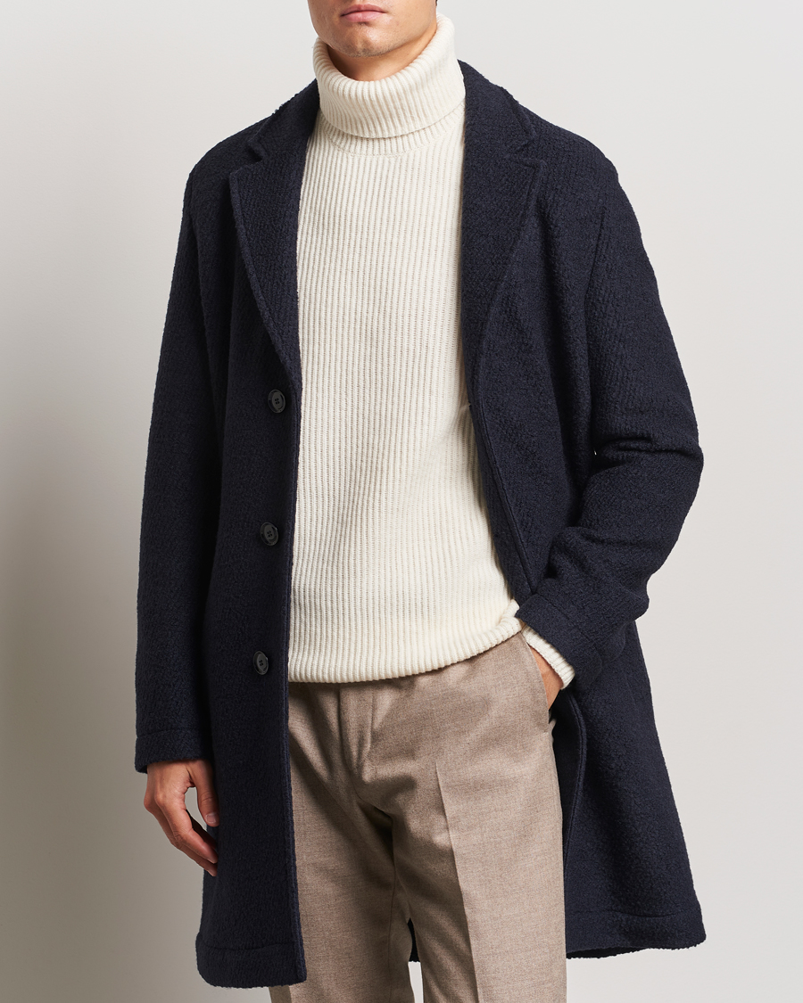 Herre |  | BOSS BLACK | Hyde Structured Wool Coat Dark Blue