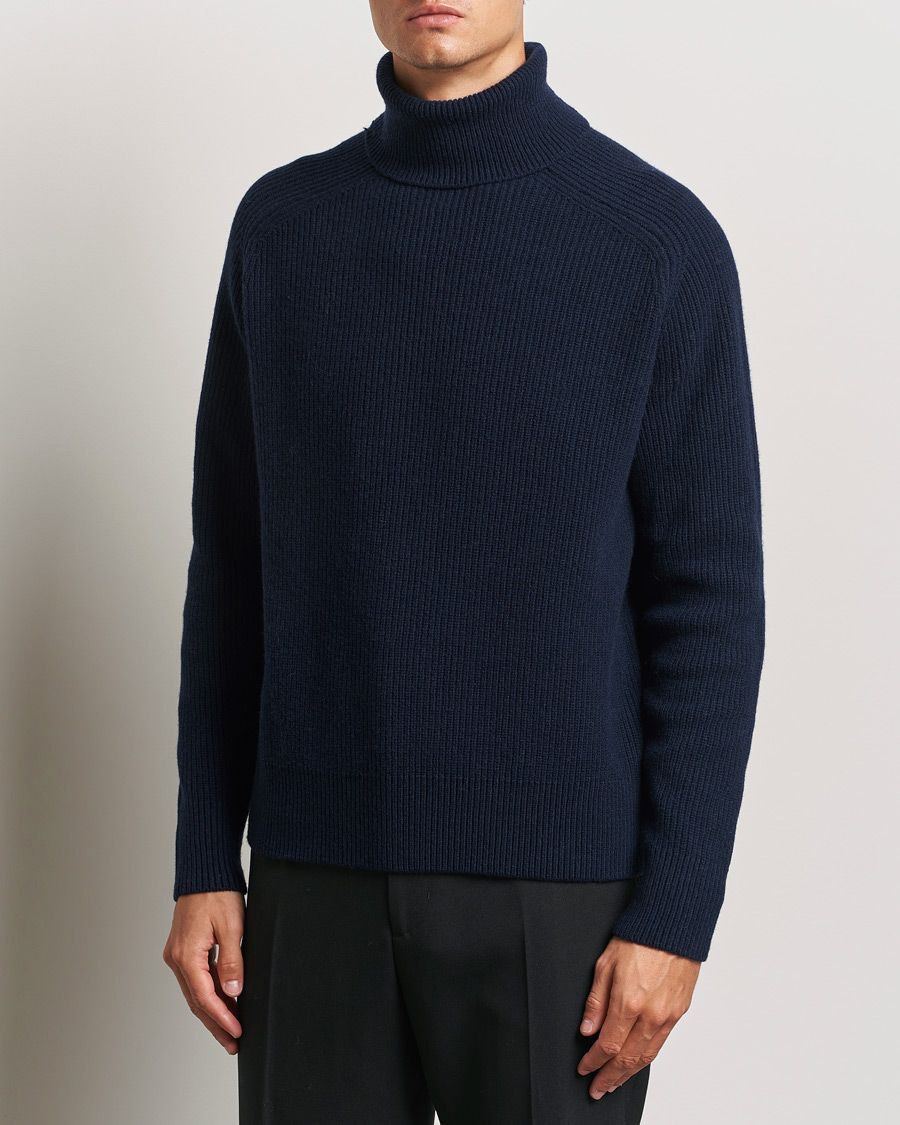 Herre |  | BOSS BLACK | Evento Wool Rib Knitted Polo Dark Blue