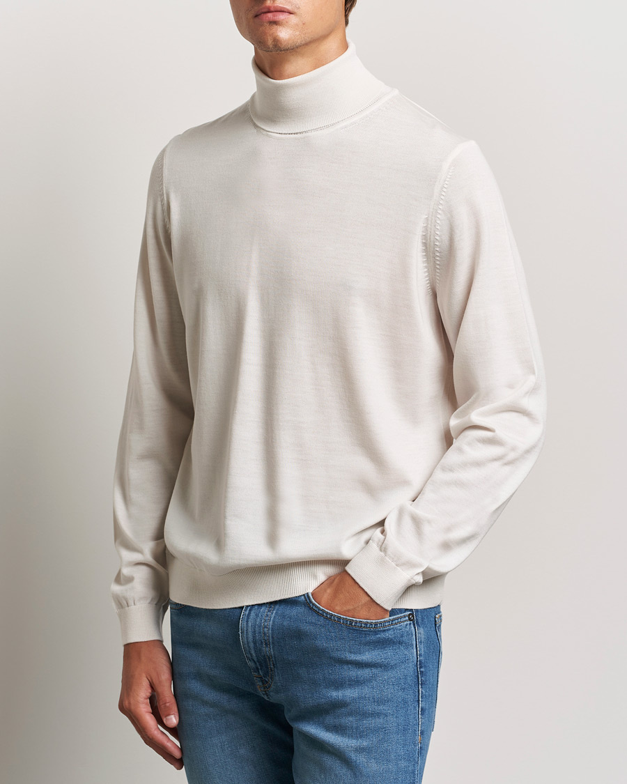 Herre | Rullekravetrøjer | BOSS BLACK | Musso Merino Knitted Polo Open White