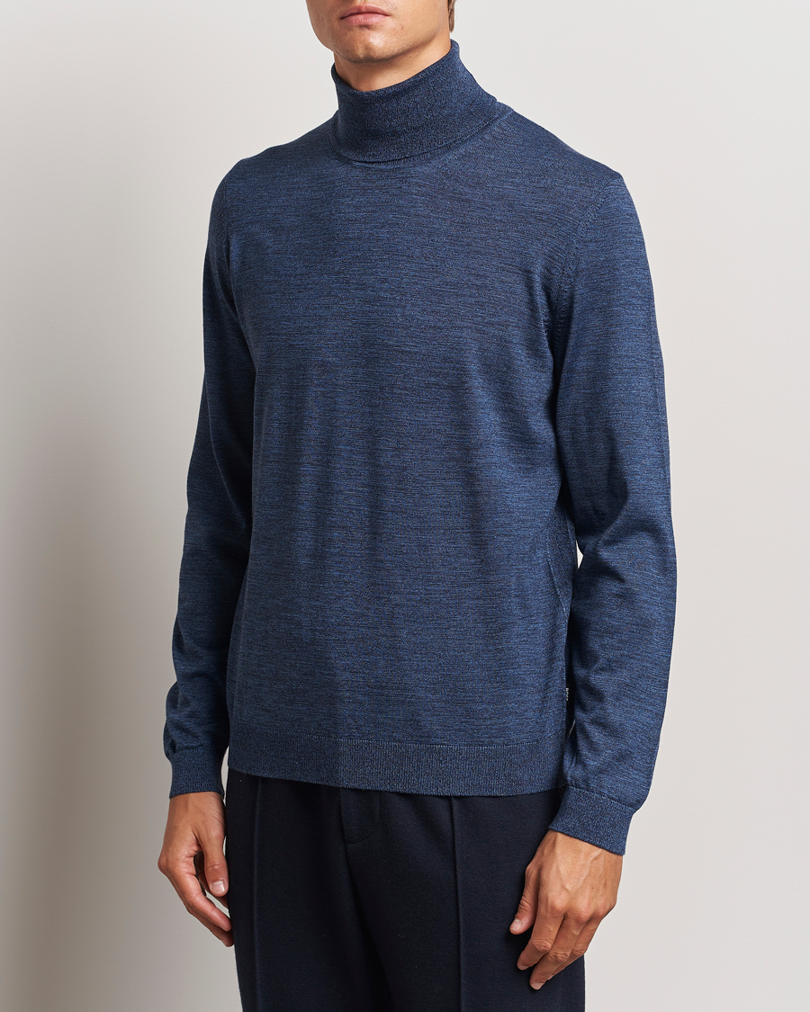 Herre | Rullekravetrøjer | BOSS BLACK | Musso Merino Knitted Polo Bright Blue