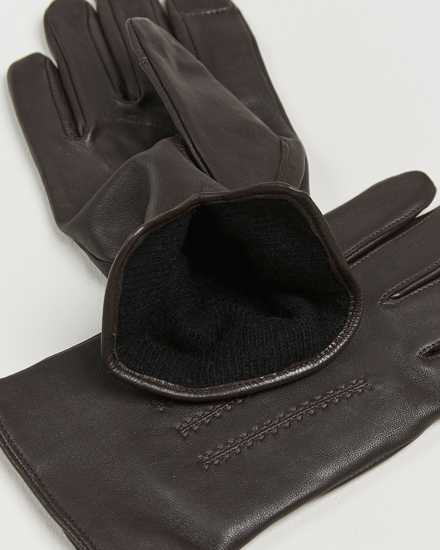 Herre |  | BOSS BLACK | Hainz Leather Gloves Dark Brown