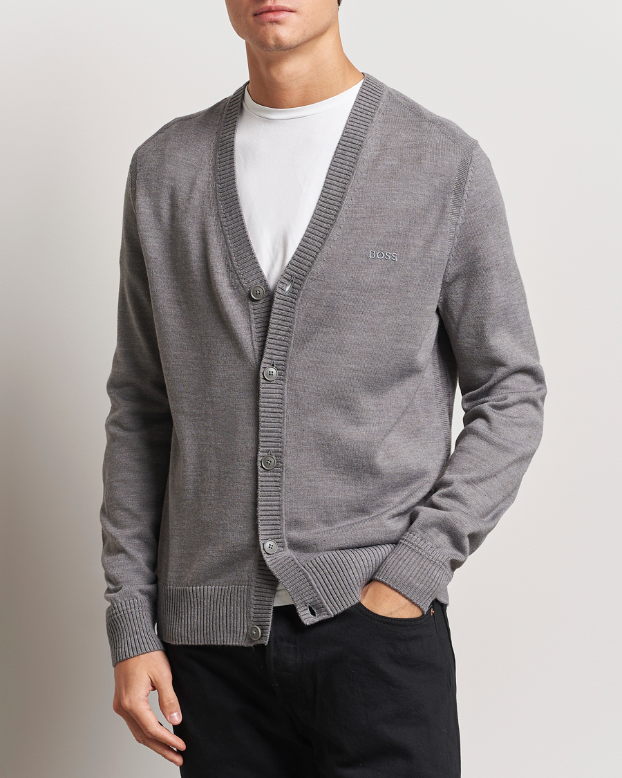 Herre |  | BOSS ORANGE | Avac Wool Knitted Cardigan Light Grey