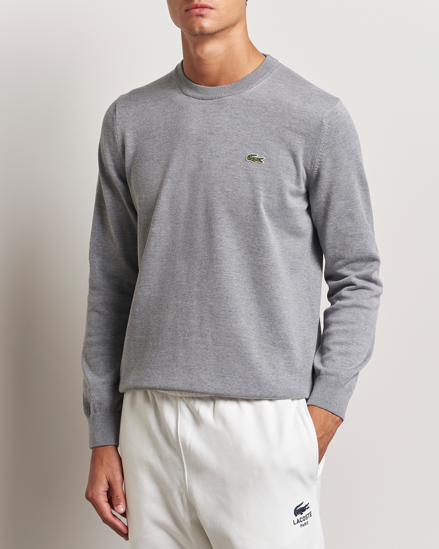 Herre |  | Lacoste | Cotton Knitted Sweater Silver Chine