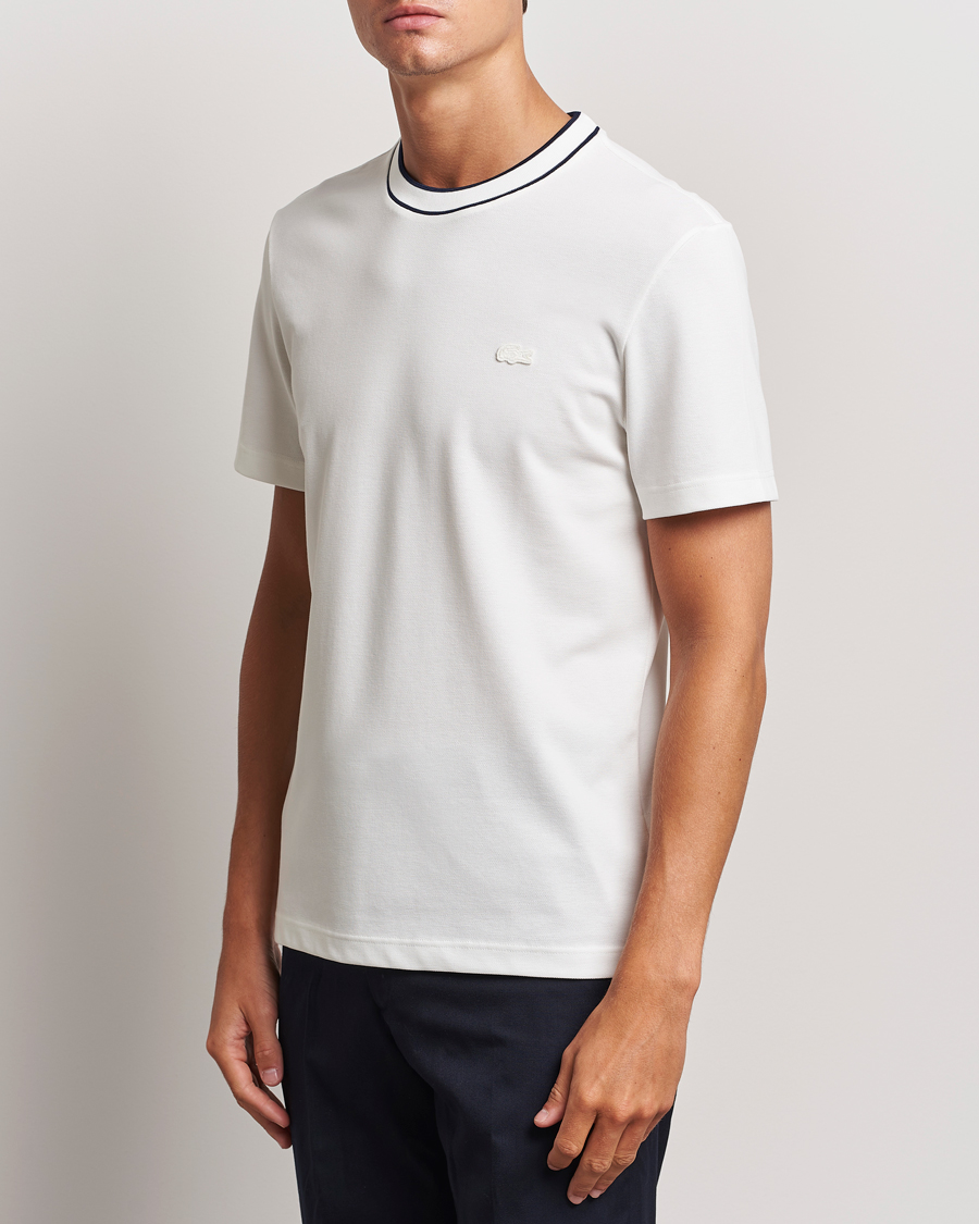 Herre |  | Lacoste | Contrast Rib Piqué T-Shirt Flour