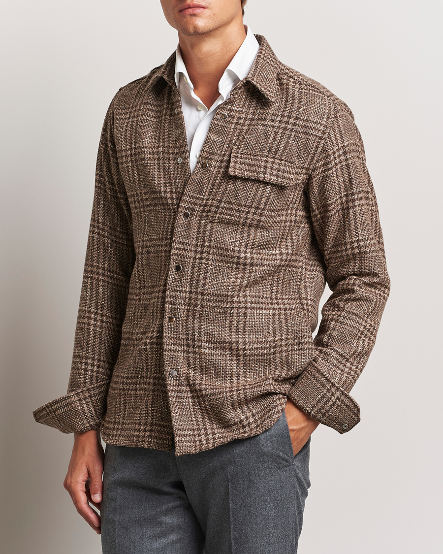 Herre |  | Kiton | Wool Check Overshirt Brown Check