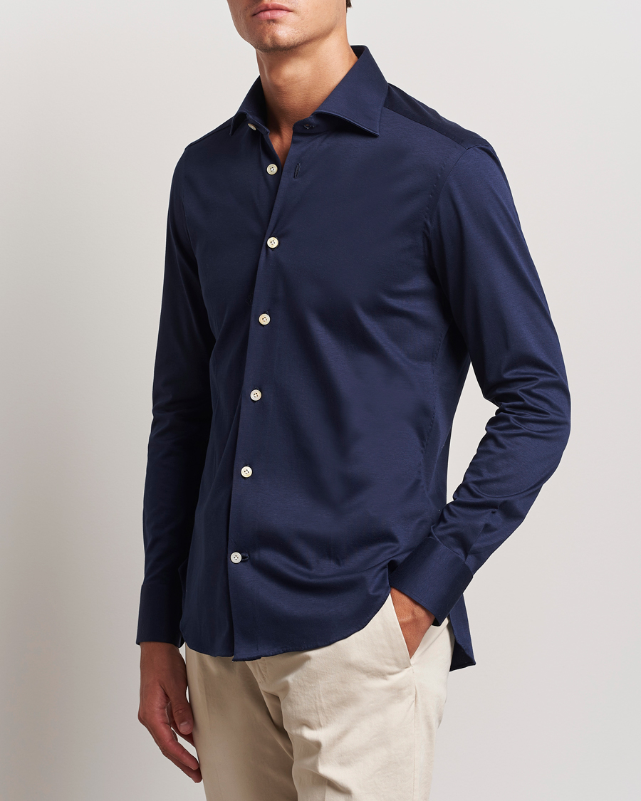 Herre | Casualskjorter | Kiton | Cotton Jersey Shirt Navy