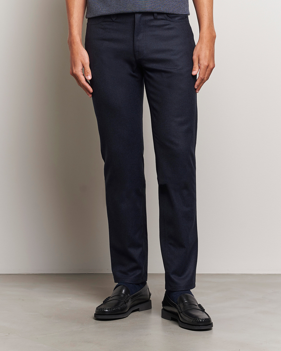 Herre |  | Brioni | Slim Fit 5-Pocket Flannel Pants Navy