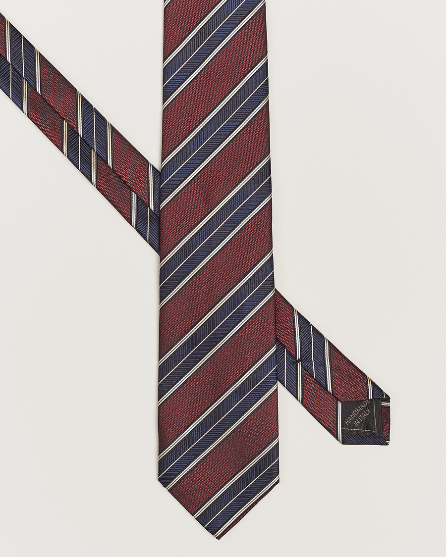 Herre |  | Brioni | Regimental Stripe Silk Tie Burgundy