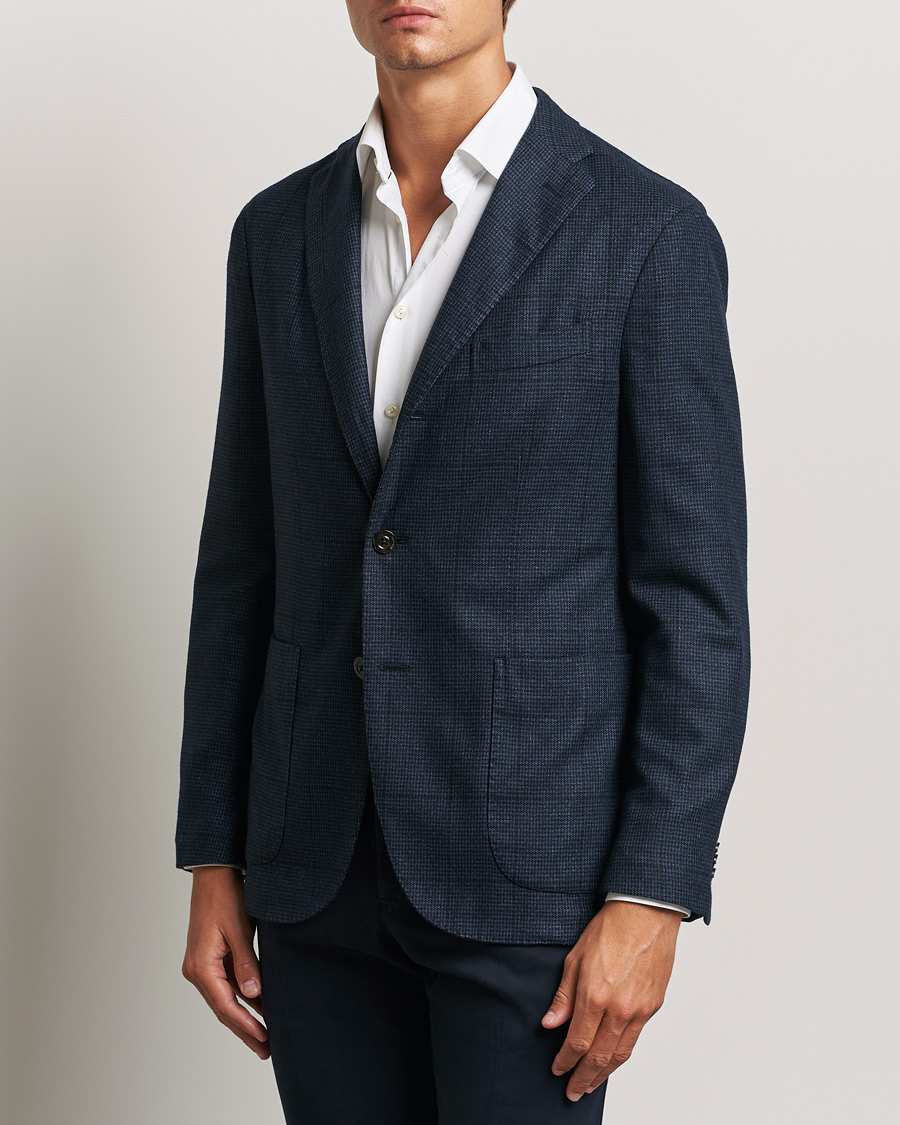 Herre |  | Boglioli | K Jacket Overcheck Wool Blazer Navy