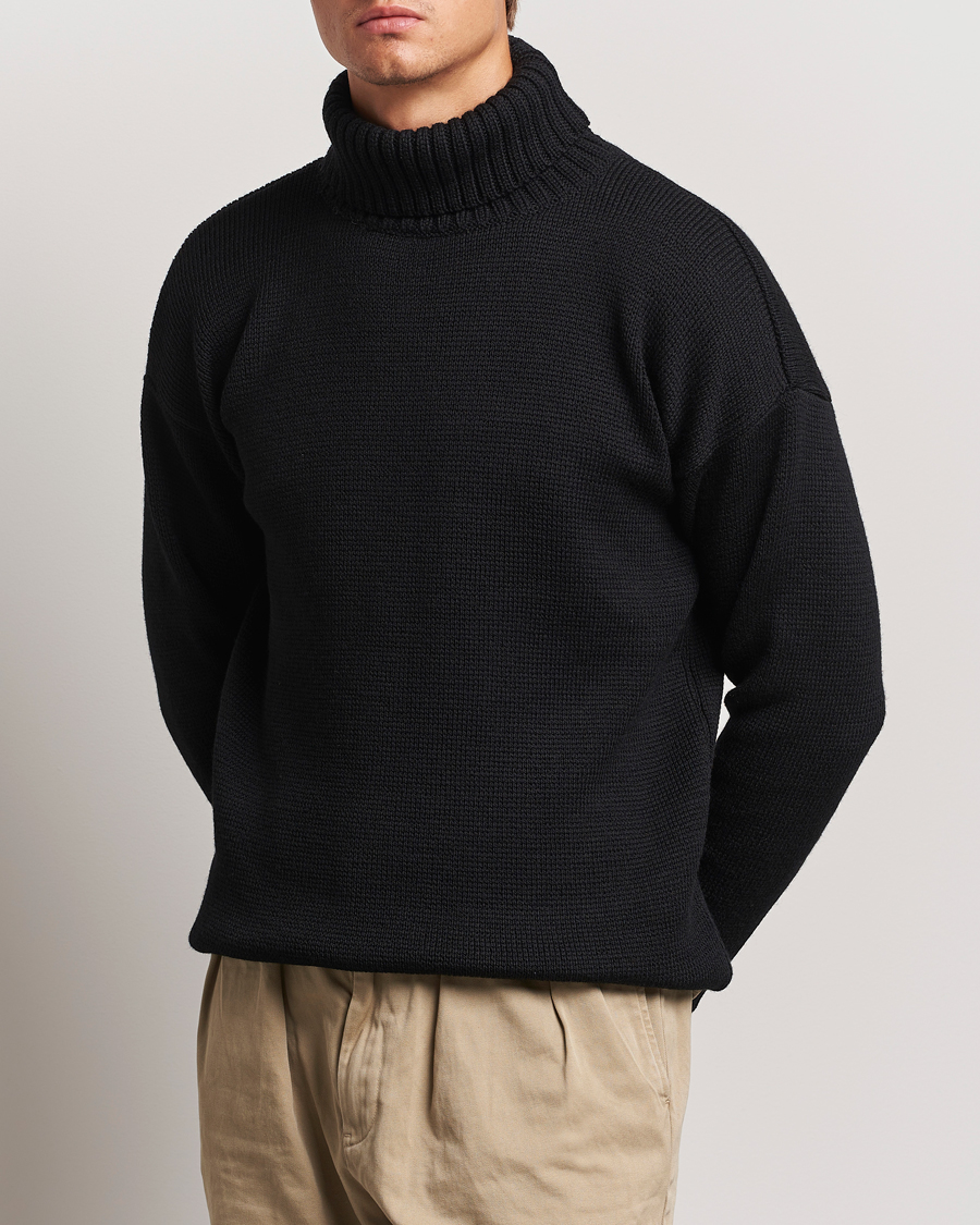 Herre |  | Gloverall | Submariner Chunky Wool Roll Neck Black