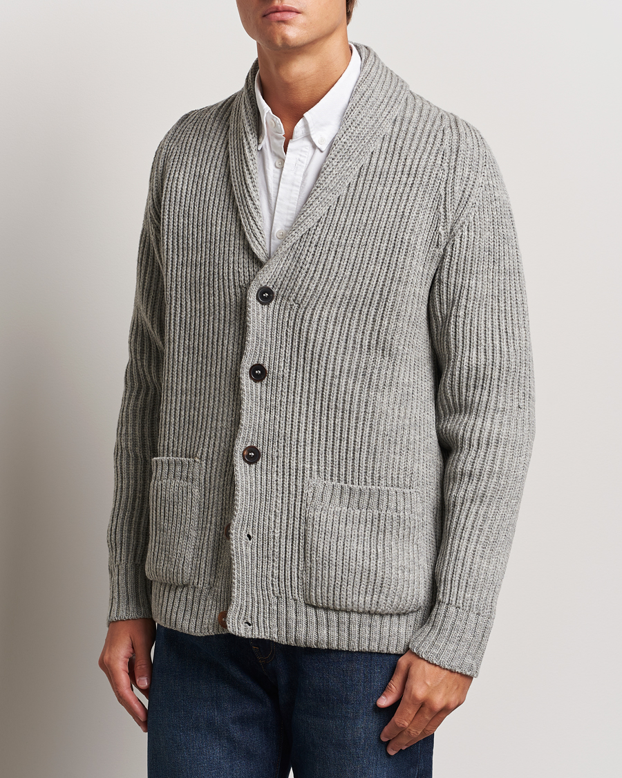 Herre |  | Gloverall | Shawl Collar Cardigan Light Grey