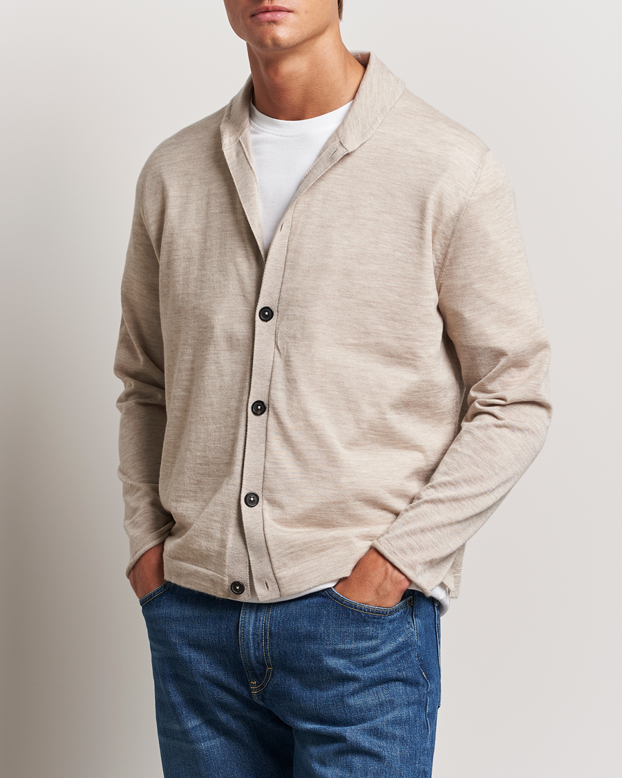 Herre |  | Massimo Alba | Cashmere Shawl Collar Cardigan Beige