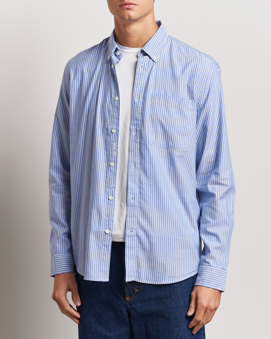 Herre |  | NN07 | Arne Tencel Striped Shirt Blue/White