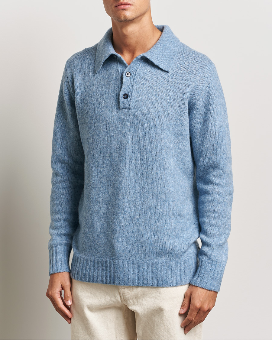 Herre |  | NN07 | Lee Brushed Wool Polo Tink Blue