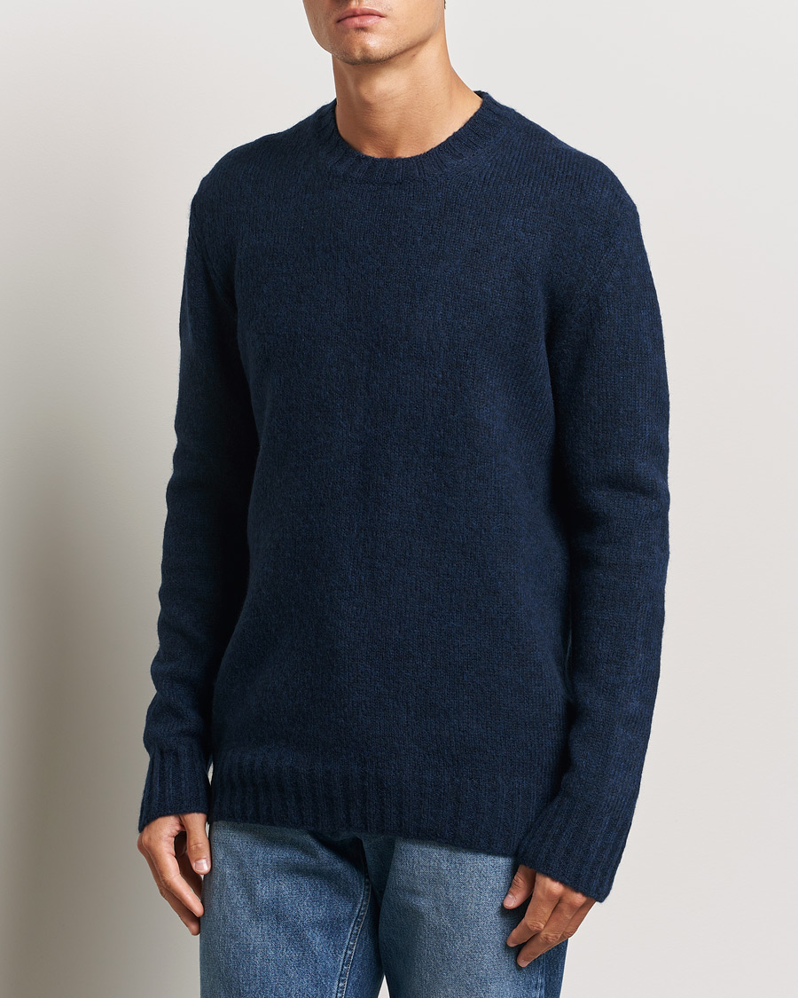 Herre |  | NN07 | Lee Brushed Wool Crew Neck Navy Blue