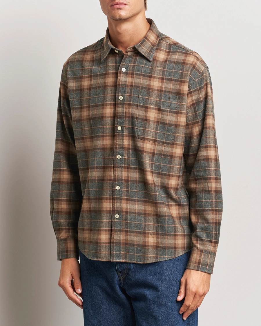 Herre |  | NN07 | Deon Flannel Shirt Brown/Grey