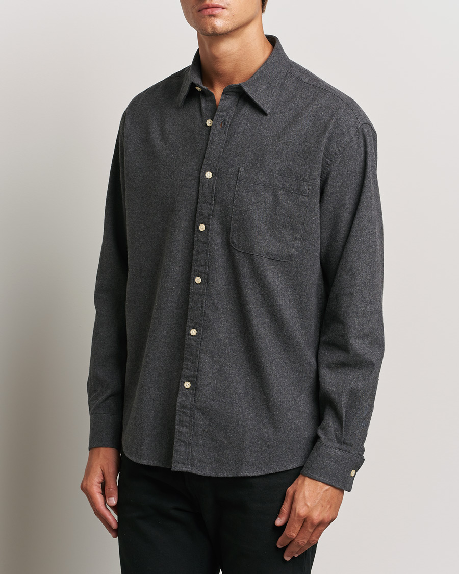 Herre | Business & Beyond - Casual | NN07 | Deon Flannel Shirt Dark Grey Melange