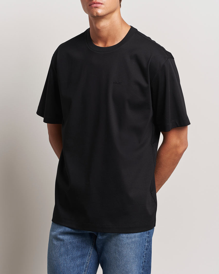 Herre |  | NN07 | Nat Logo Mercerized Crew Neck T-Shirt Black