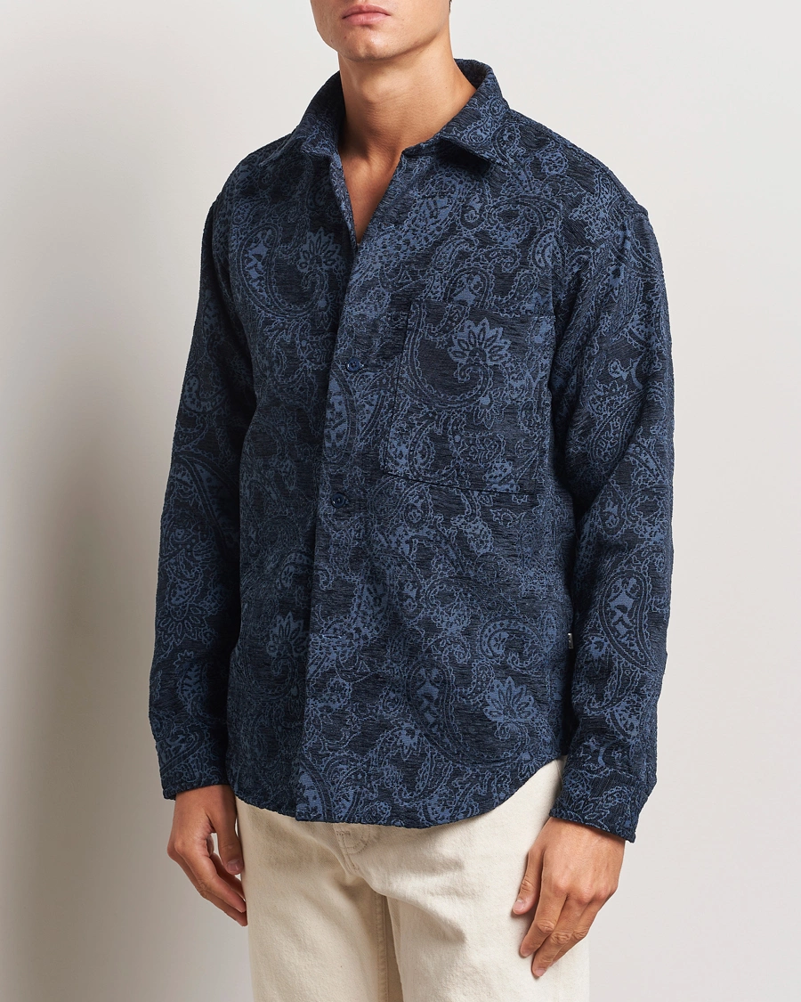 Herre |  | NN07 | Adwin Flower Overshirt Navy Blue