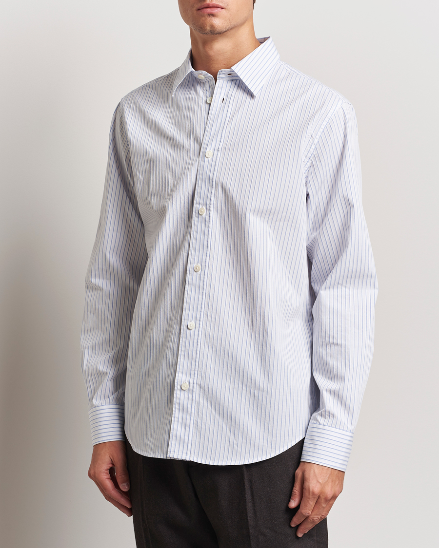 Herre |  | NN07 | Colby Poplin Striped Shirt White/Blue