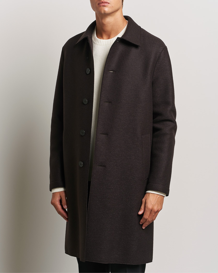 Herre | Efterårsjakker | Harris Wharf London | Pressed Wool Mac Coat Dark Brown