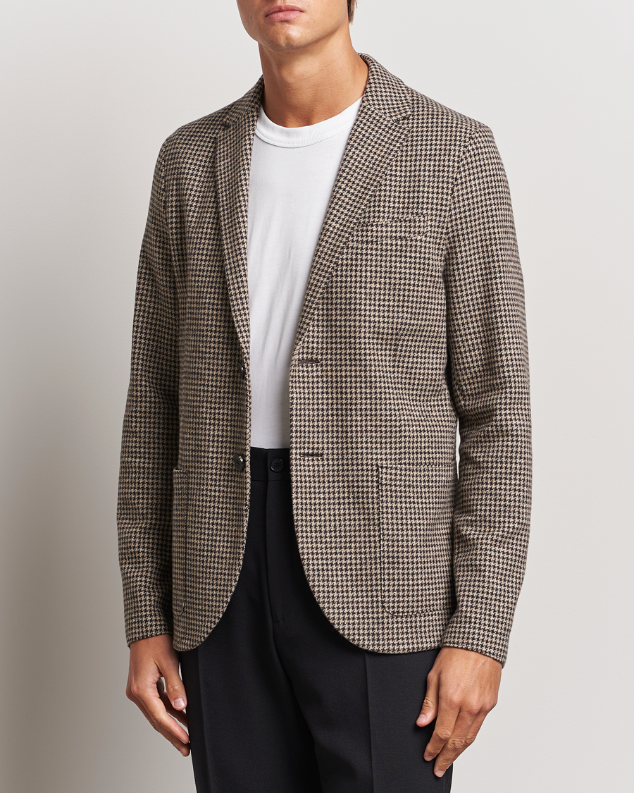 Herre |  | Harris Wharf London | Two Button Houndstooth Blazer Beige