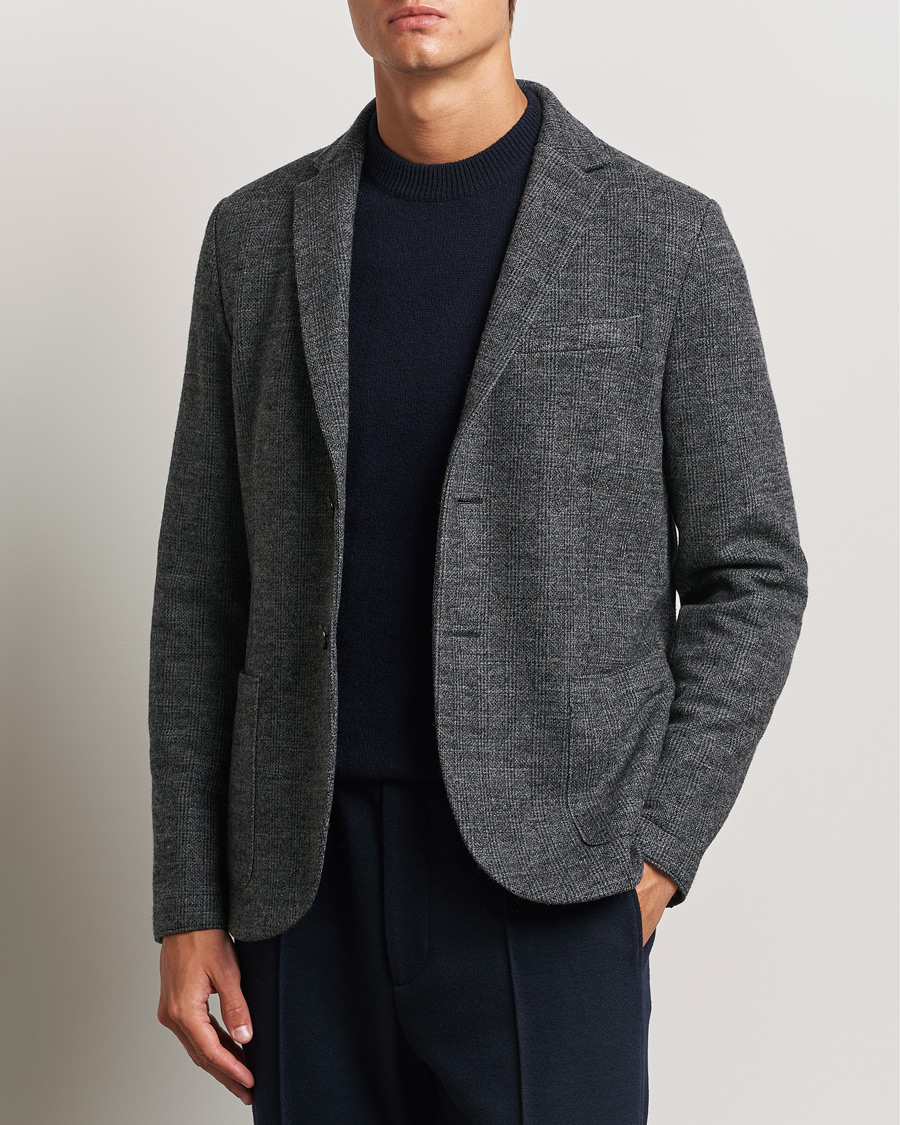 Herre | Business & Beyond - Casual | Harris Wharf London | Two Button Prince Of Wales Blazer Grey/Black