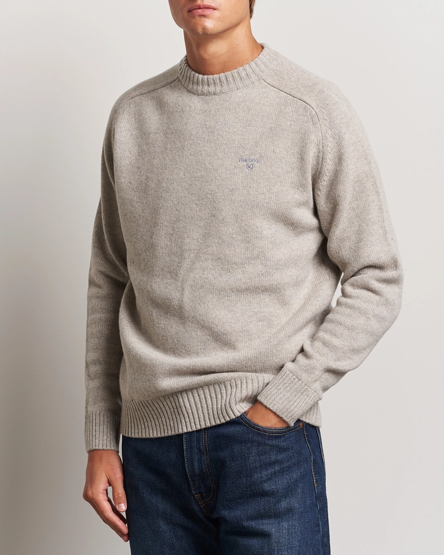 Herre |  | Barbour Lifestyle | Grangetown Lambswool Crewneck Light Grey Marl